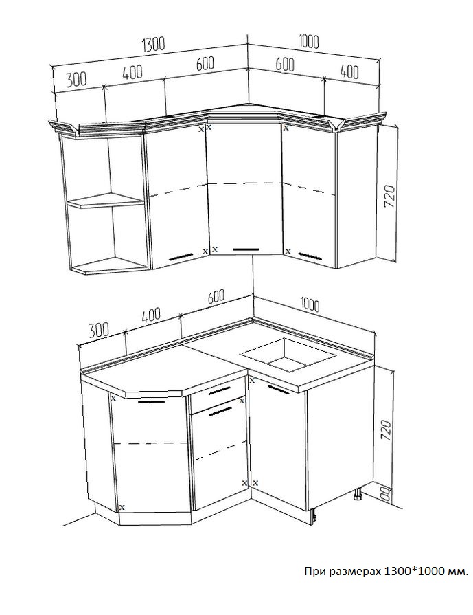 Угловой модуль для кухни размеры