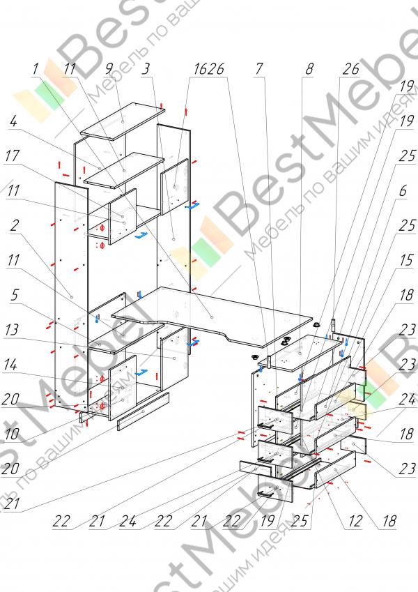 Компьютерный стол ск 17 схема сборки