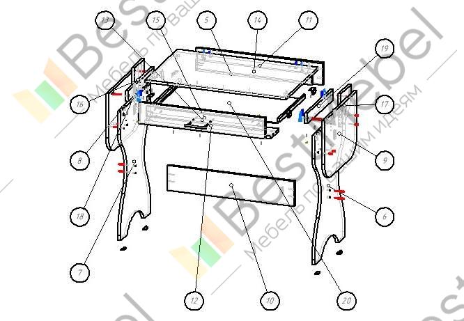 Схема сборки кухонного стола