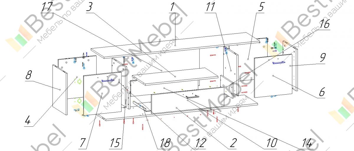 Тумба тв схема сборки