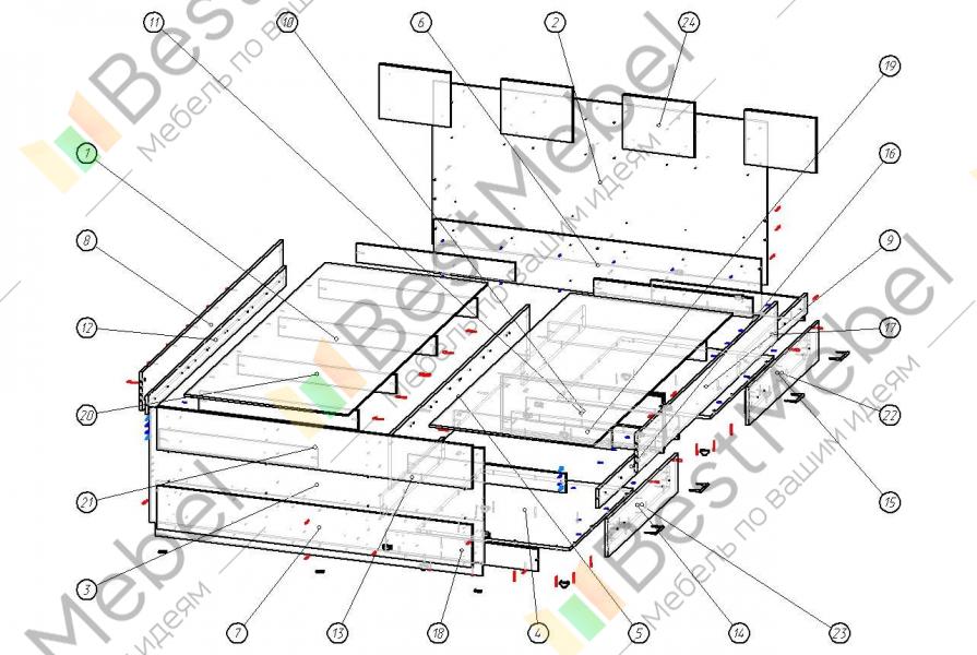 Схема сборки кровати сакура