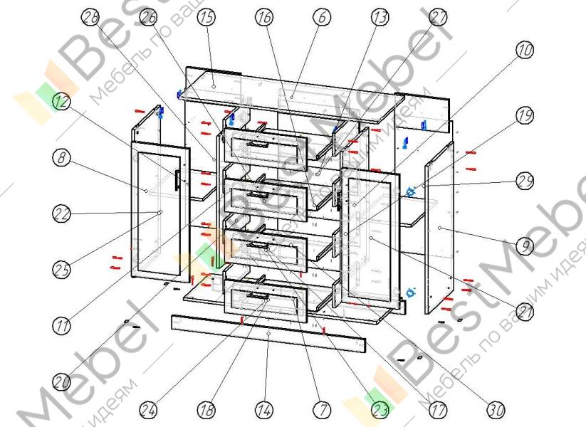 Схема сборки комода александра 23