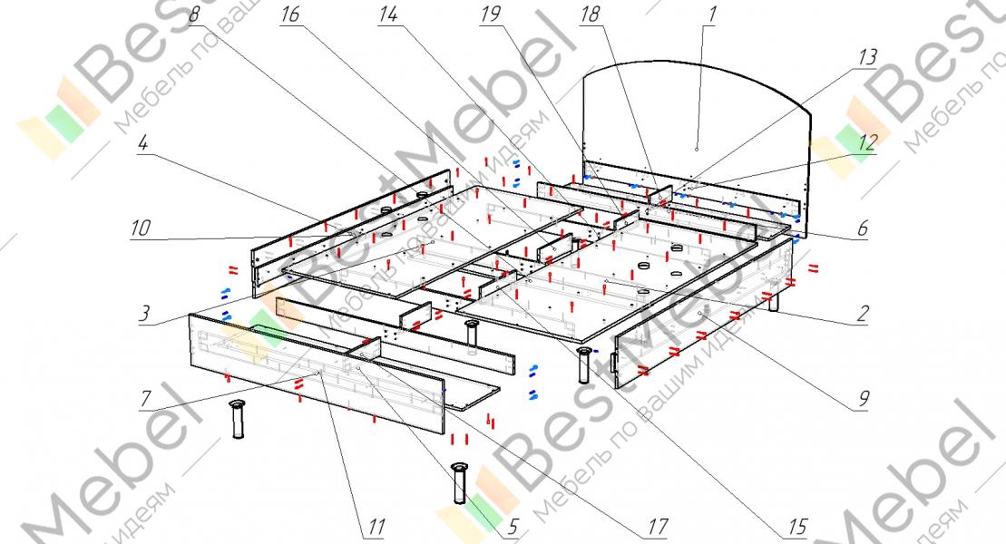 Схема сборки кровати светлана