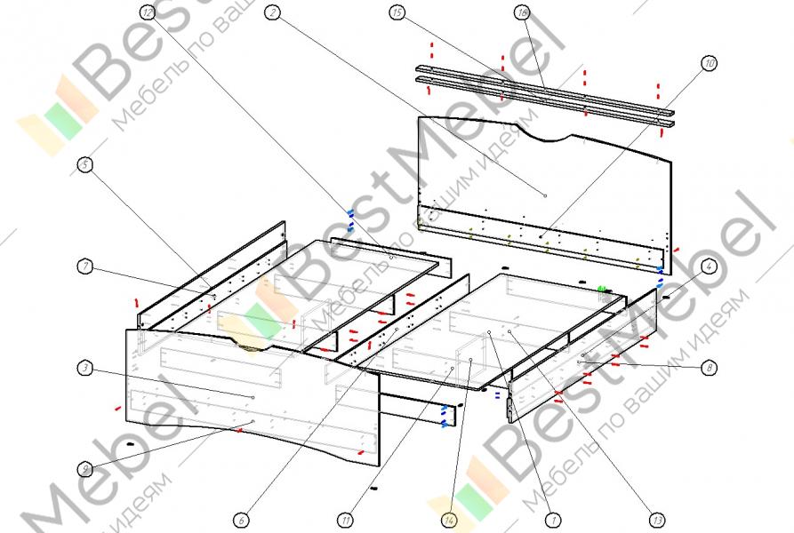 Кровать сакура с ящиками схема сборки