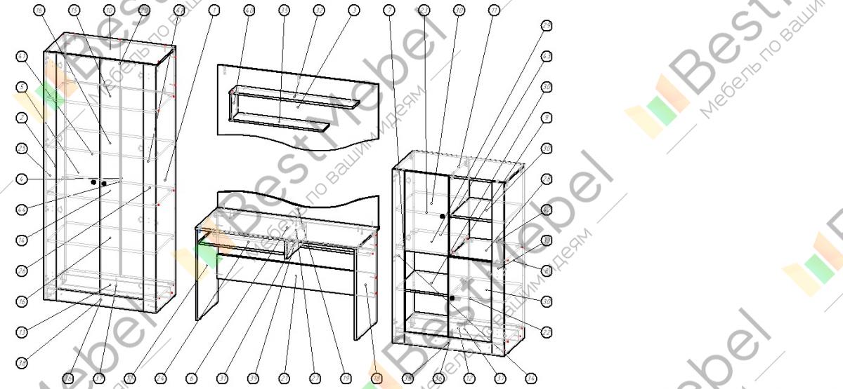 Схема сборки мебельной стенки