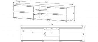 Распродажа - ЭСКИЗ №00000824554 Тумба под тв Вавилон на опорах  (2000х480х400)