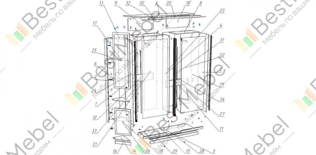 Шкаф купе версаль с 2 мя дверями схема сборки