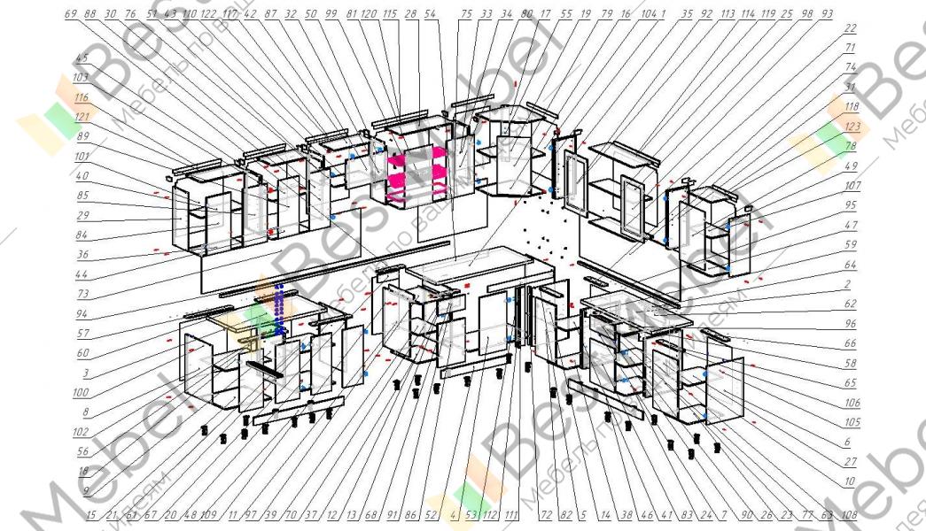 Схема сборки кухни валенсия угловая