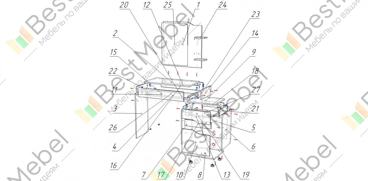 Туалетный стол бланка схема сборки