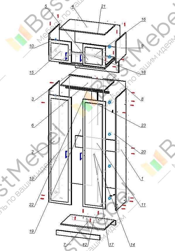 Как собрать распашной шкаф последовательность