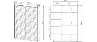 Распродажа - ЭСКИЗ 00000897516 Шкаф-купе Райт  (Белье - Платье (станд. 3)) (1500х2200х400)