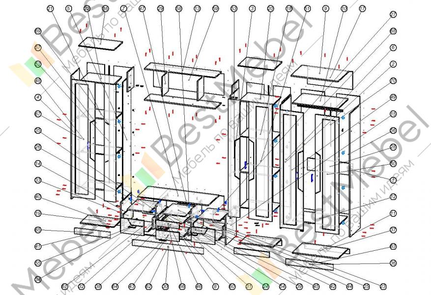Схема сборки мебельной стенки