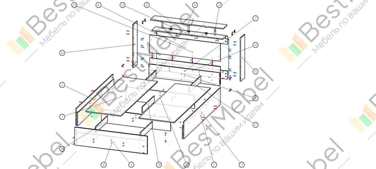 Схема сборки кровати саломея