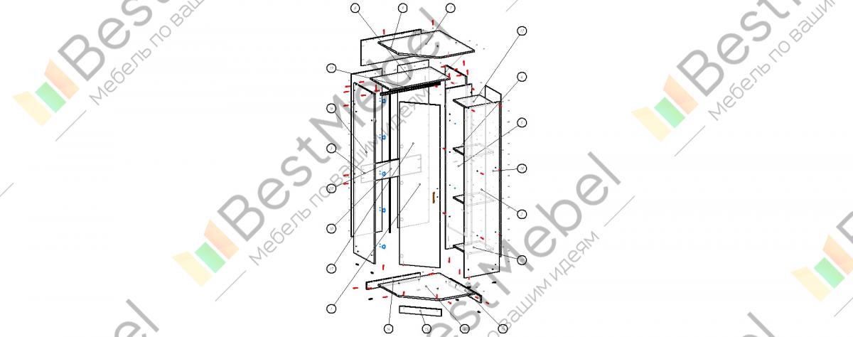 Схема сборки шкаф угловой белла