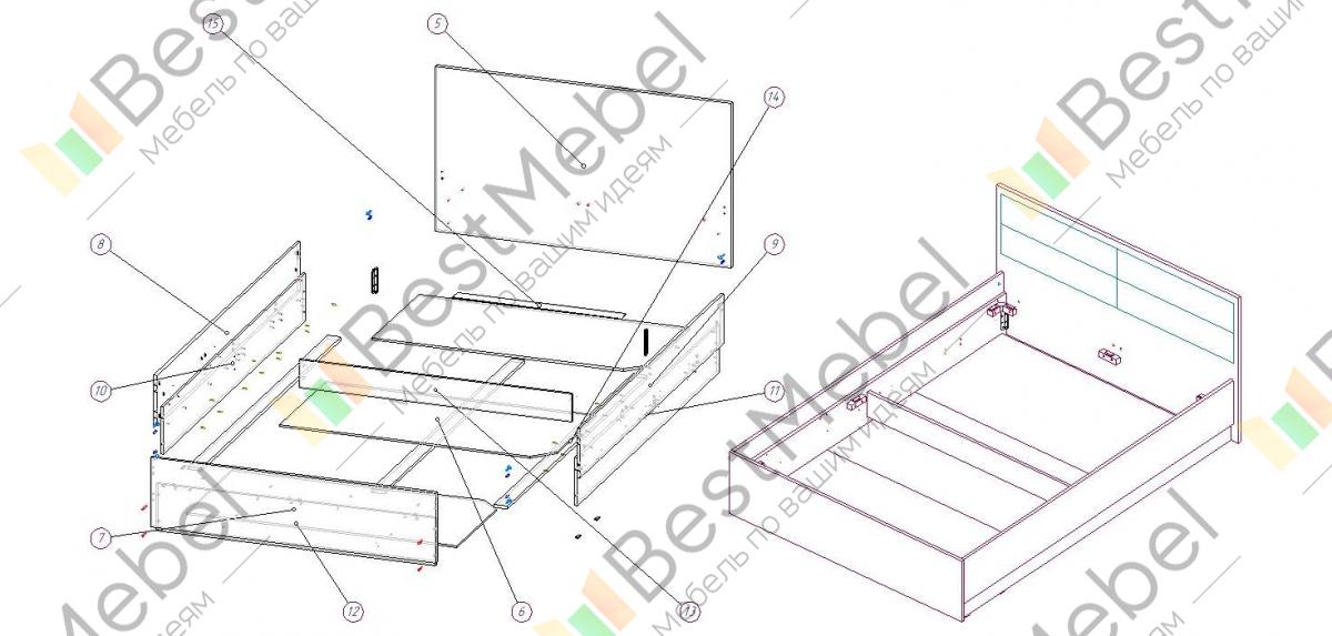 Схема сборки кровати саломея