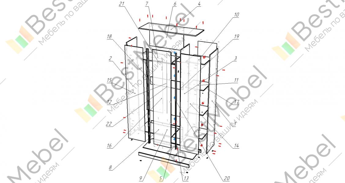 Схема сборки распашного шкафа