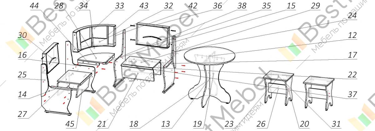 Кухонный уголок березка схема сборки