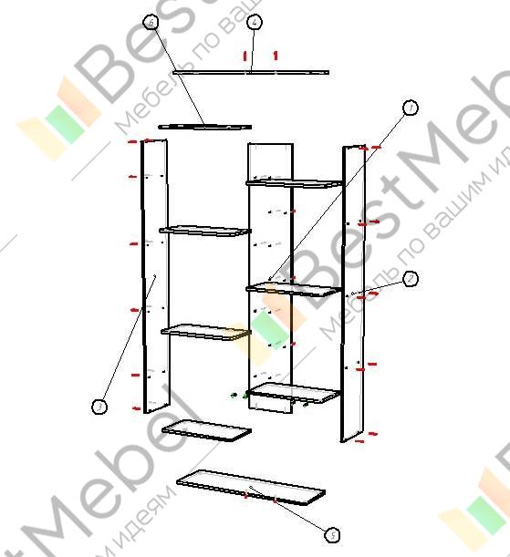 Схема сборки книжного стеллажа