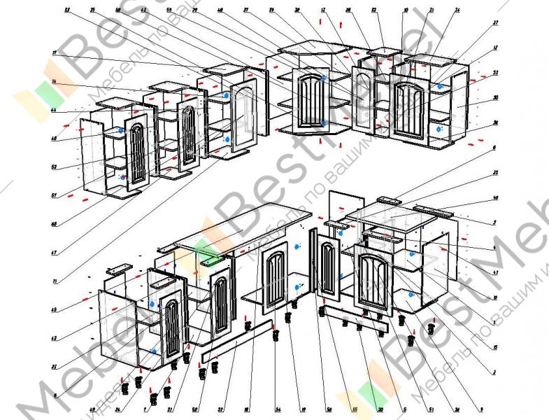 Схема сборки угловой кухни