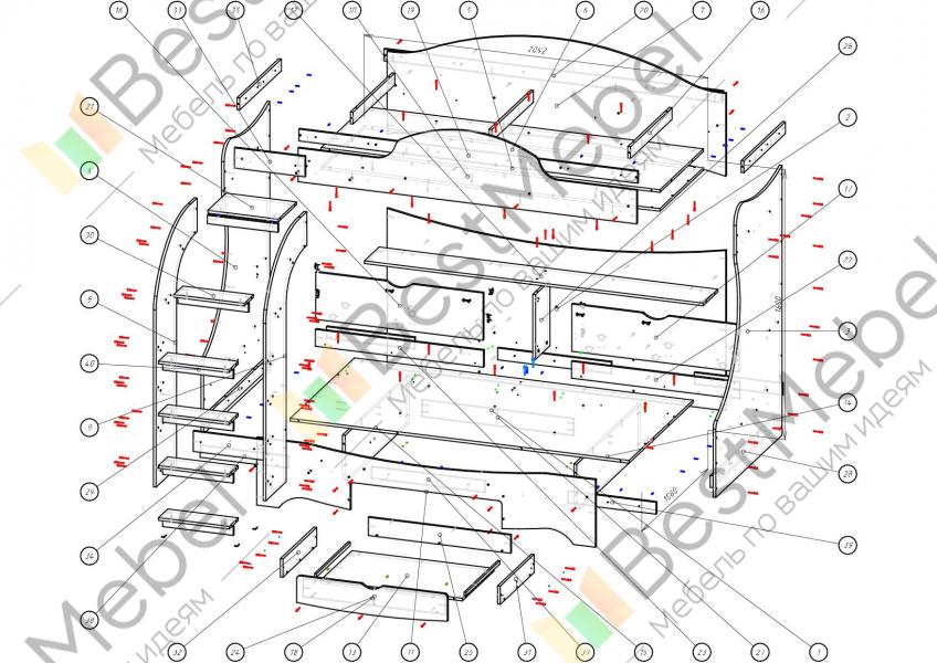 Кровать двухъярусная бриз 5 схема сборки