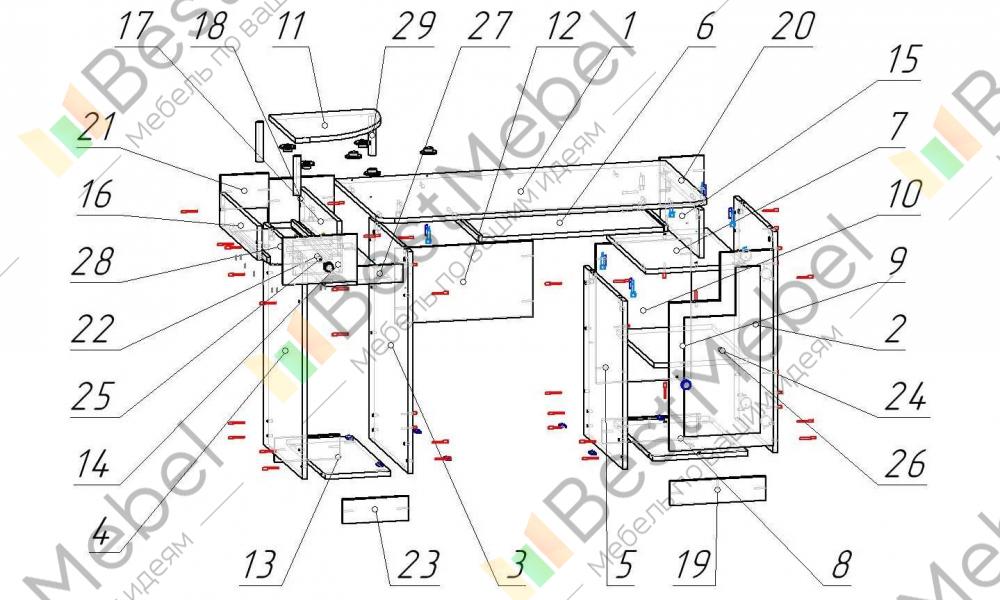 Схема сборки компьютерного стола ск 5