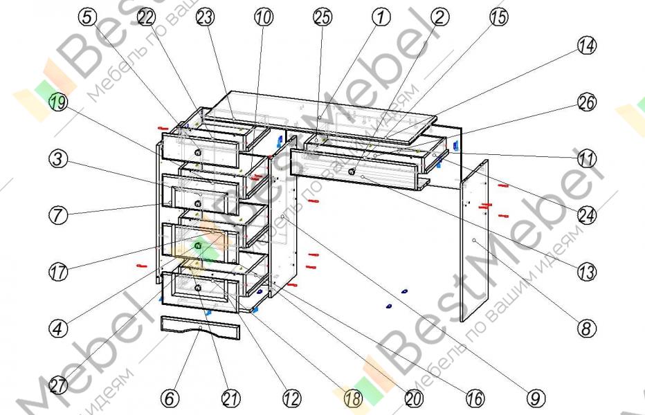 Туалетный стол бланка схема сборки