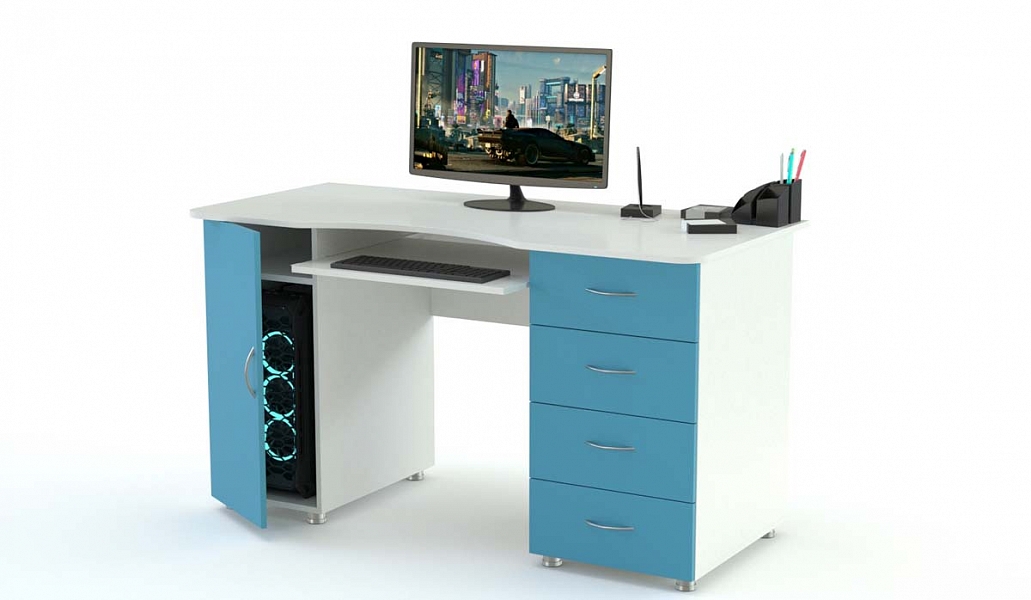 Стильный компьютерный стол с надстройкой