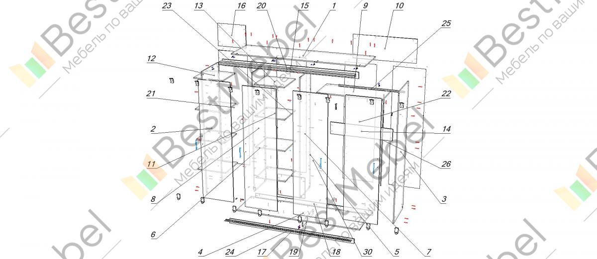 Схема сборки шкаф купе миллениум