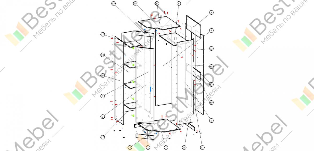 Схема сборки шкаф угловой белла