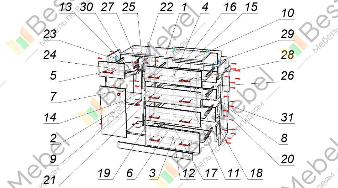 Схема сборки комода александра 23