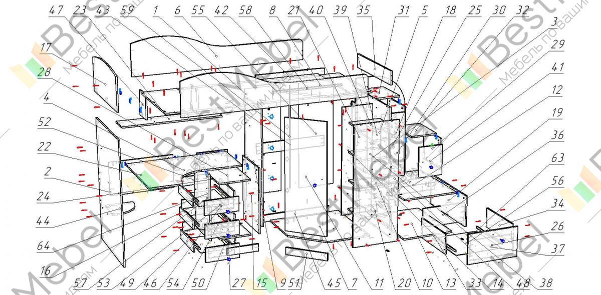 Кровать чердак юниор 4 схема сборки