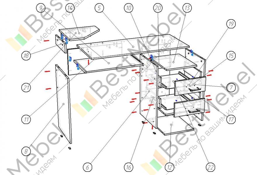 Компьютерный стол ск 16 схема сборки