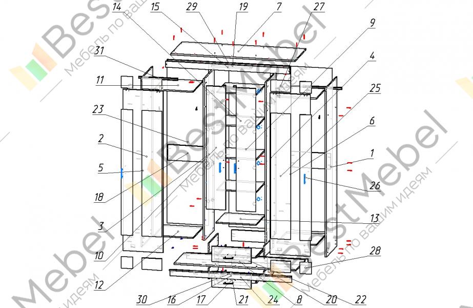 Чертеж-схема сборки шкафа Room divider, Home decor, Decor