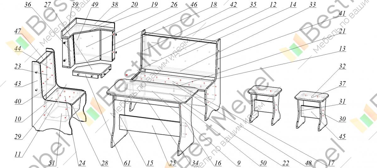 Кухонный уголок аленка 1 схема сборки