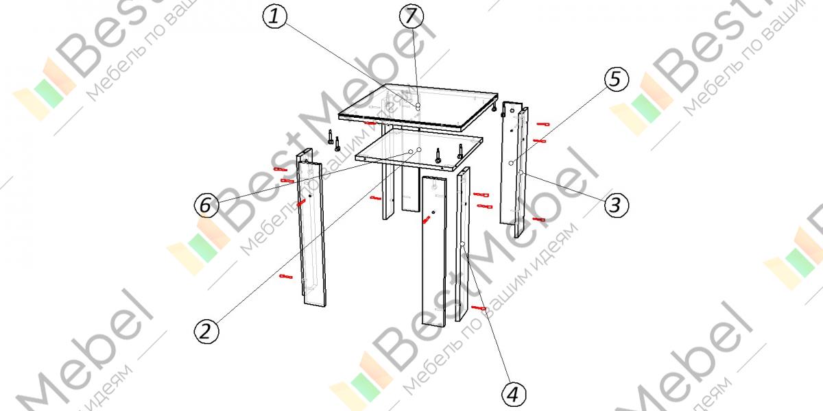 Стол журнальный схема сборки