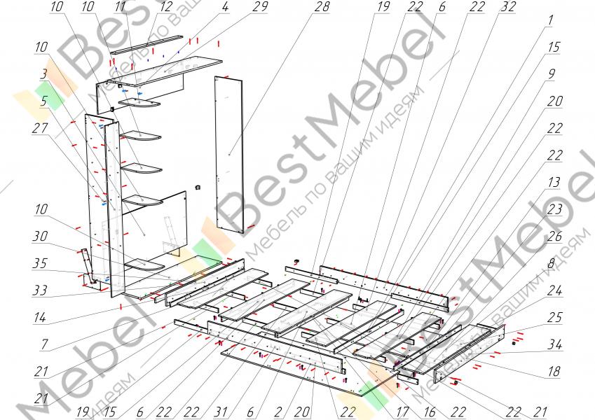Схема сборки шкаф кровать