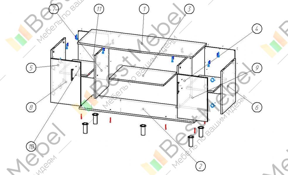 Схема сборки тумбы под телевизор