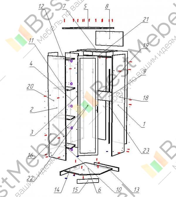 Шкаф зенит 1 схема сборки угловой