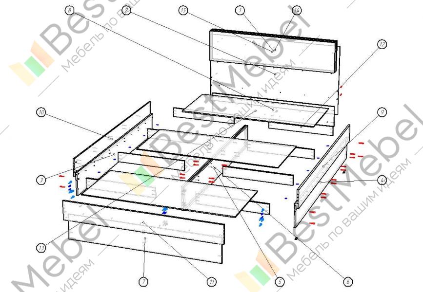 Схема сборки кровать минима