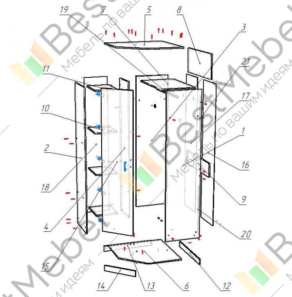 Шкаф угловой сакура схема сборки