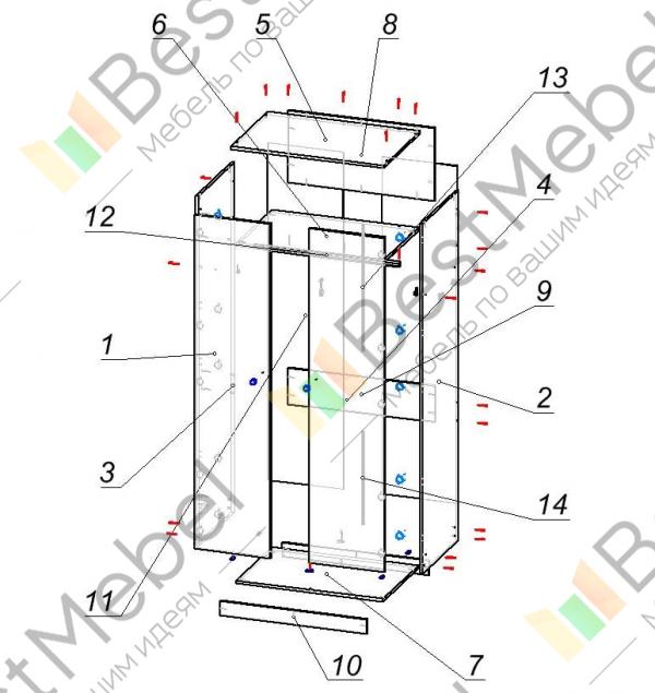Схема сборки шкафа для одежды