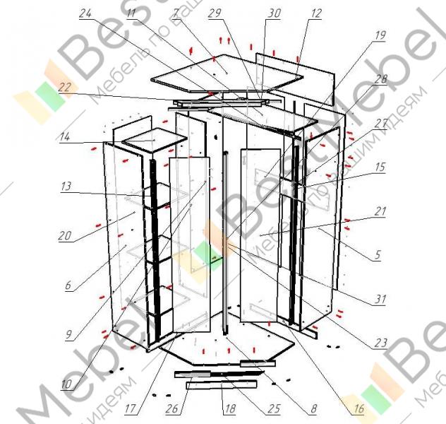Как собрать угловой шкаф купе