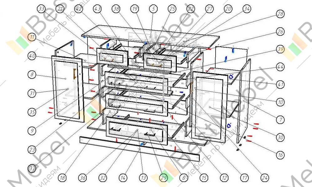 Схема сборки комода 4 ящика