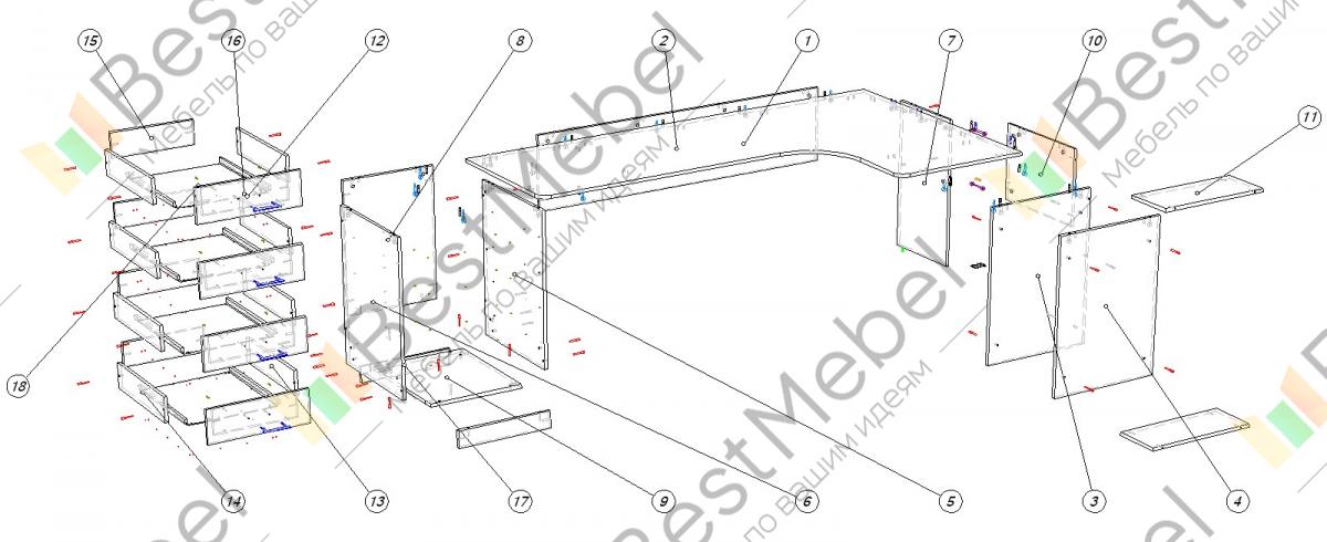 Угловой стол схема сборки