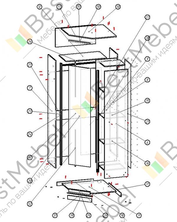 Схема сборки шкаф угловой белла