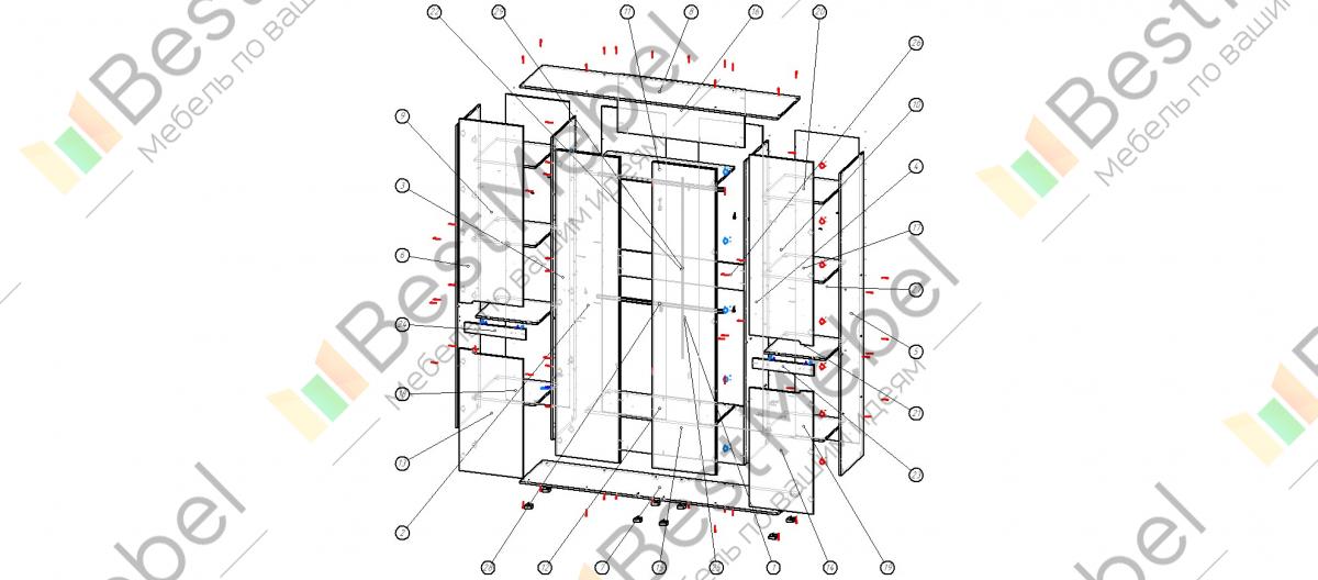 Схема сборки распашного шкафа