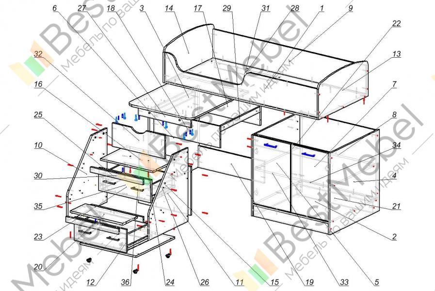 Кровать чердак схема сбора