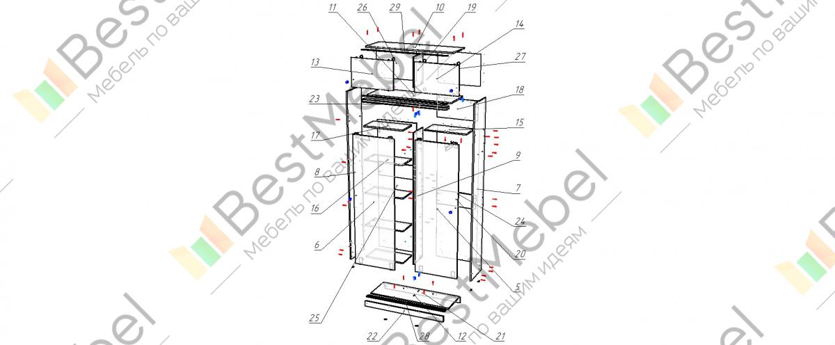 Схема сборки шкафа купе миллениум 2