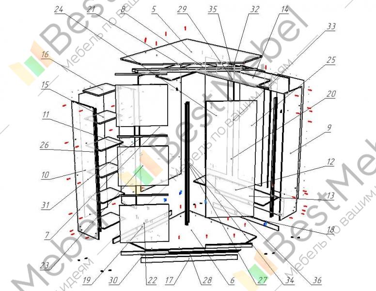 Сбор углового шкафа инструкция