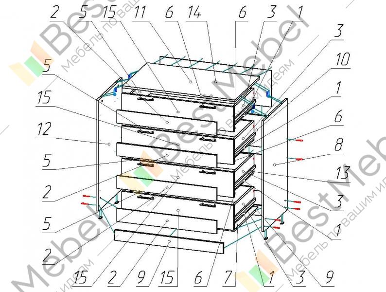 Схема сборки комода анталия